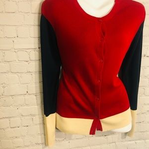 NWOT - Red White Blue Silk Cardigan